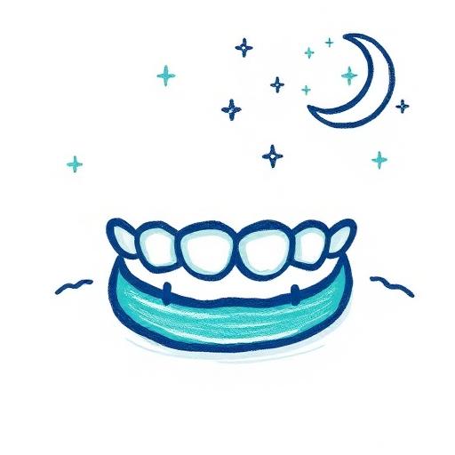 Crayon drawing of night-time aligners with moon and stars