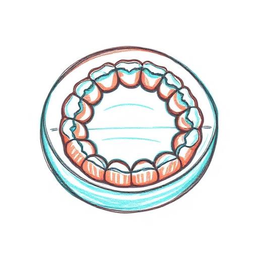 Crayon drawing of a retainer in a round case