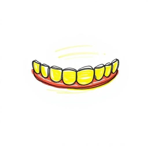Crayon drawing of a single aligner tray